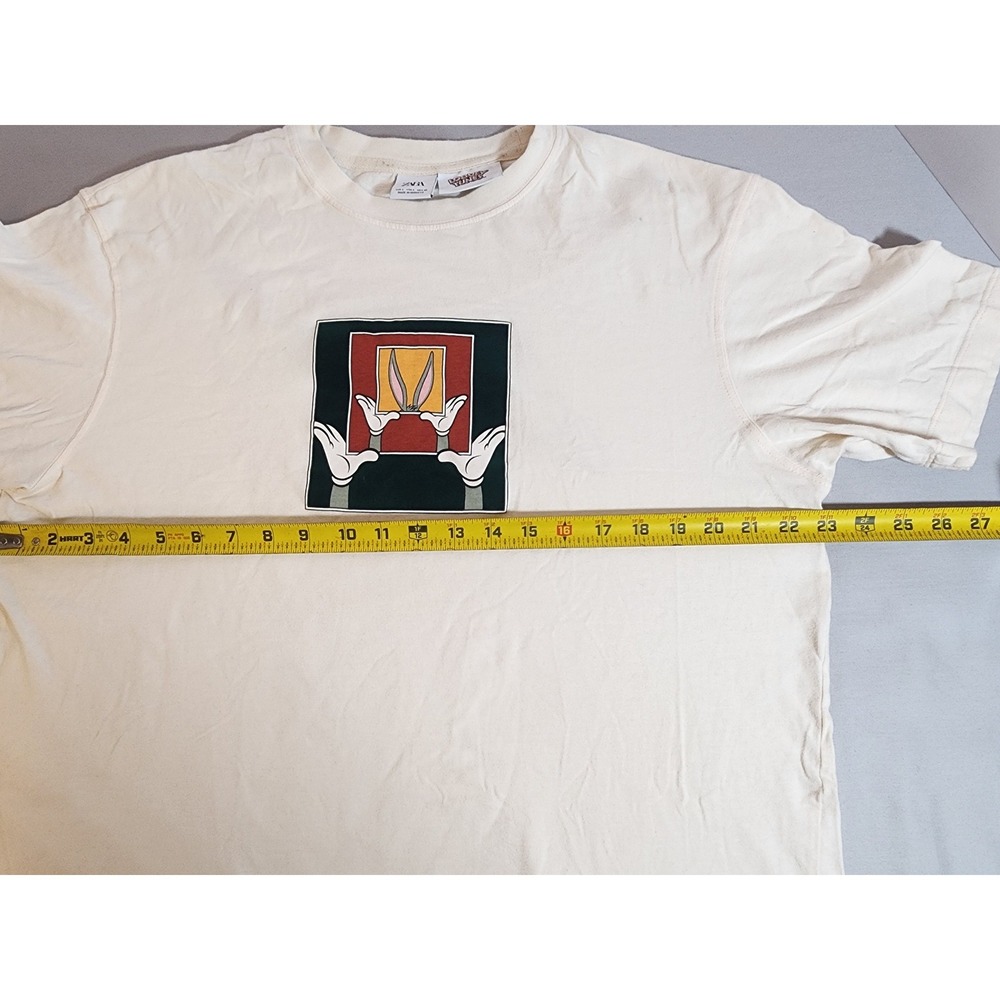 Zara Looney Tunes Bugs Bunny Graphic T-Shirt Mens Large Cream Felt Detail Logo - Picture 4 of 11